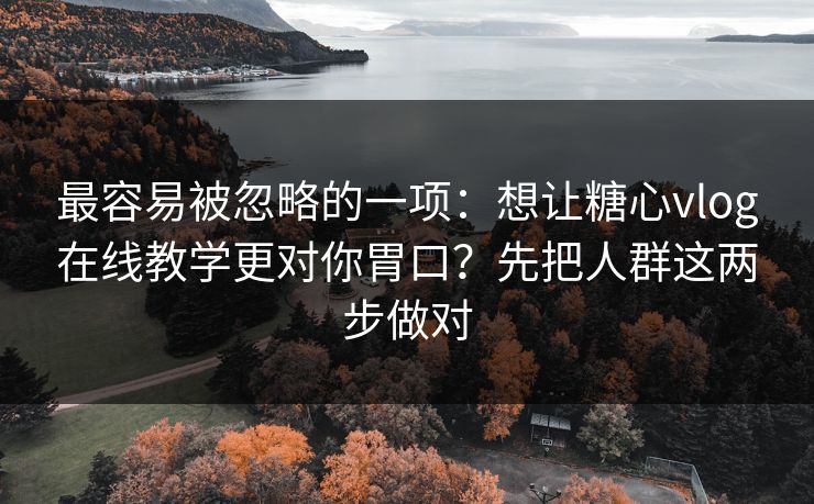 最容易被忽略的一项：想让糖心vlog在线教学更对你胃口？先把人群这两步做对